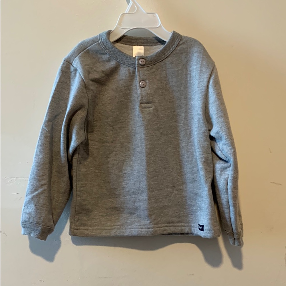 Heather Gray Henley Sweatshirt with Relaxed Fit
